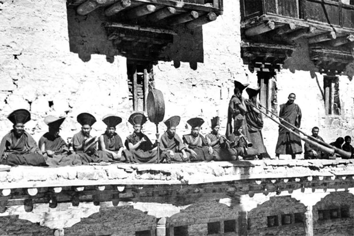 Traditional instruments used to accompany dance (Tibet, 1949)